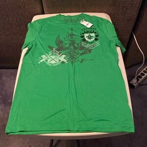 *New* Express graphic short sleeve t-shirt. Size: S. Color: Green/Black